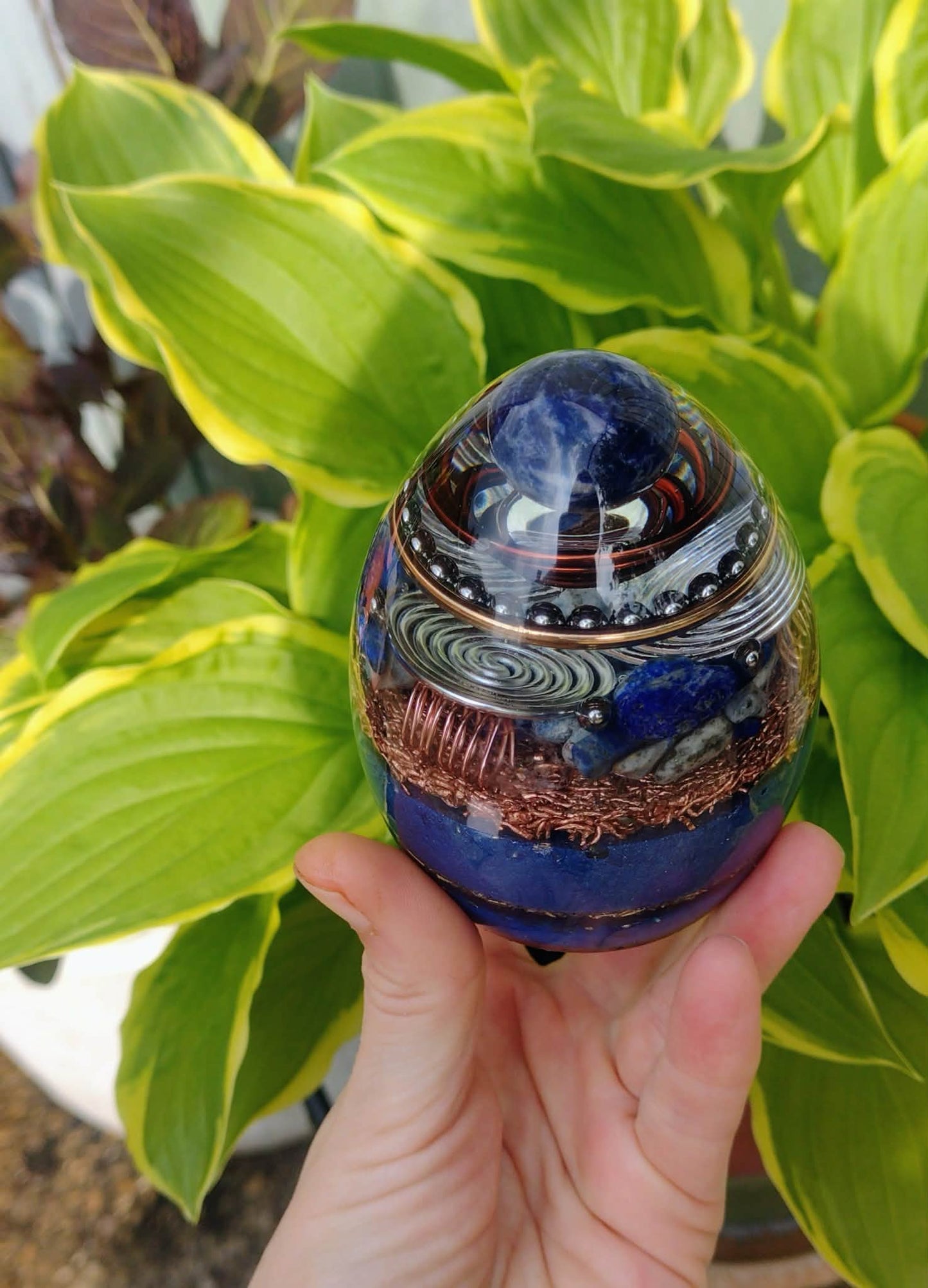 Lapis Lazuli and Sodalite large Orgone egg