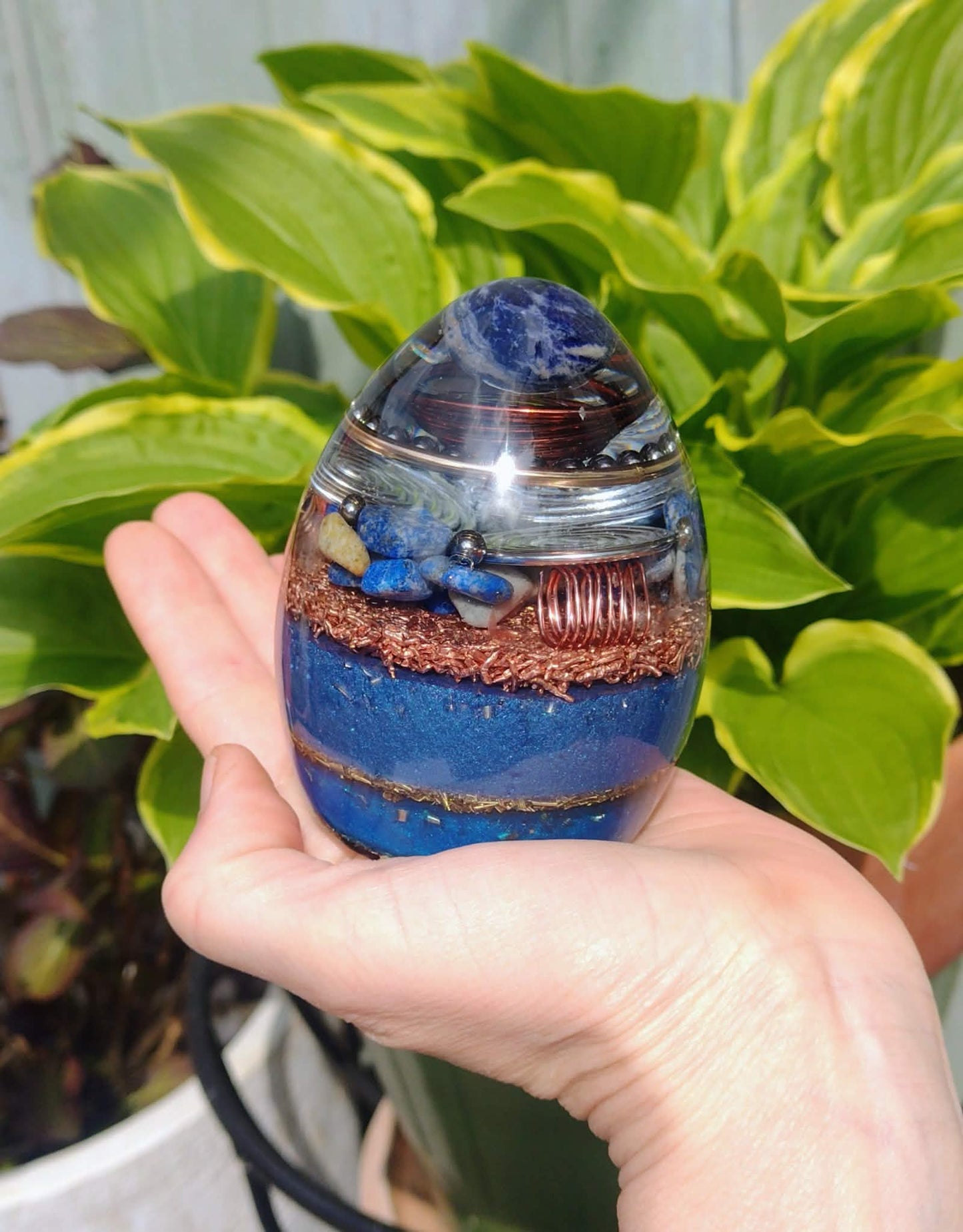 Lapis Lazuli and Sodalite large Orgone egg