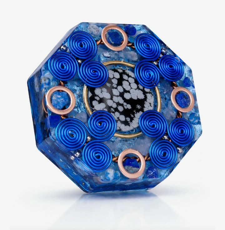 Snow flake Obsidian octagon Orgone coaster