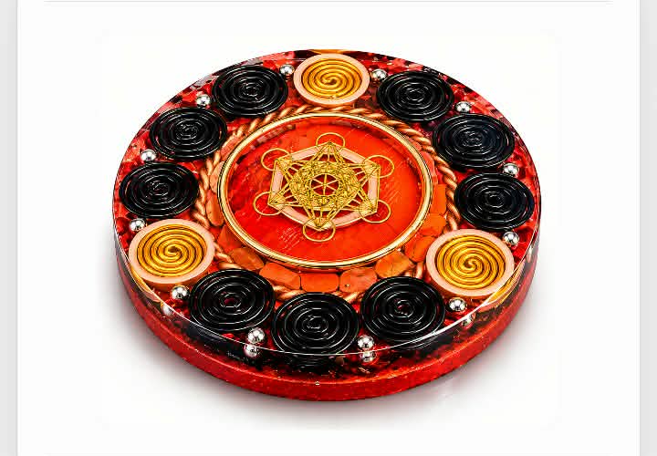Gold and red Metatron Orgone coaster