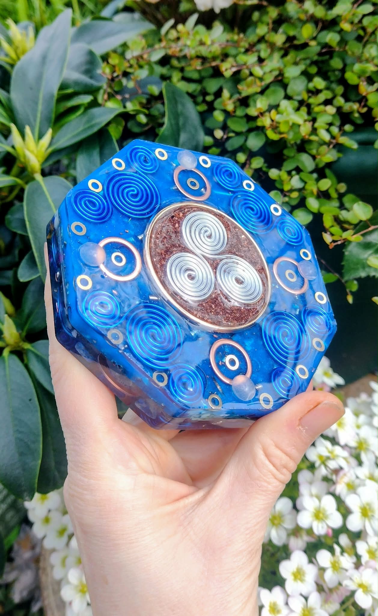 Snow flake Obsidian octagon Orgone coaster